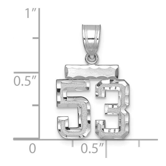 14k White Gold, Varsity Collection, Small D/C Pendant, Number 53 - Picture 2 of 3